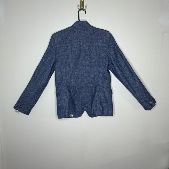 Banana Republic Blue Linen Blend Military Blazer Jacket Size 10 - Picture 7 of 13